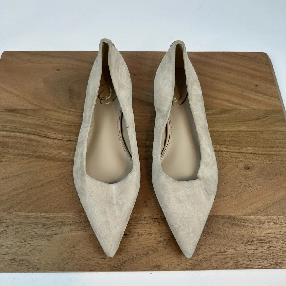 Womens Sam Edelman Wanda Ivory Suede Pointed Toe Ballet Flats Shoes Size 7 M GUC